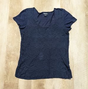 Lucky Brand Navy Blue lace Top